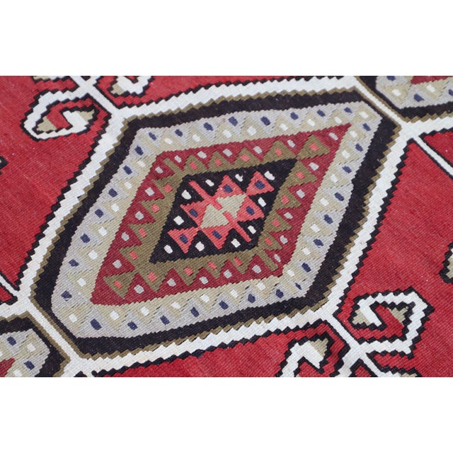 1990s Tribal Red Ikat Handmade Rug For Sale In Sacramento - Image 6 of 12