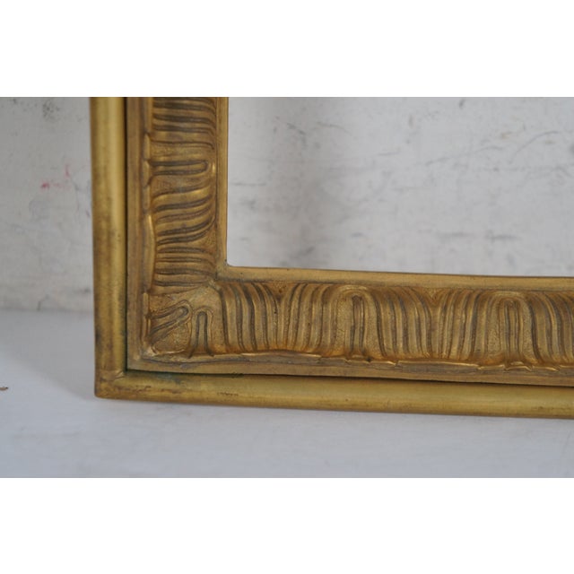 Wood Antique Heavy Gilt Bronze Mirror Picture Artwork Photo Frame For Sale - Image 7 of 10