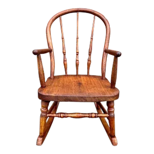 19th Century Antique Oak Spindle Back Windsor Rocking Chair