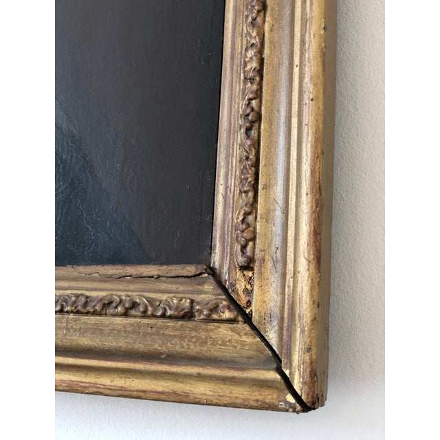 Black Antique Original Oil Painting of a German Lady, Large 19th Century Portrait For Sale - Image 8 of 14