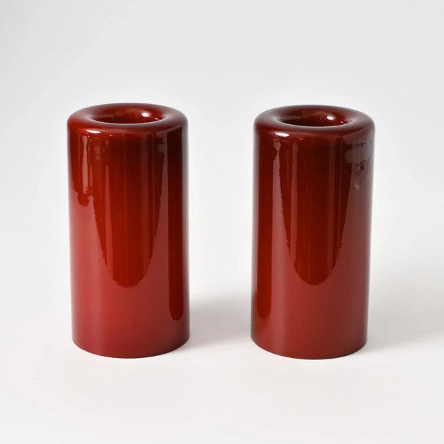Maroon Candleholders in Opaline Glass by Owe Elvén for Orrefors, 1970s, Set of 2 For Sale - Image 10 of 10