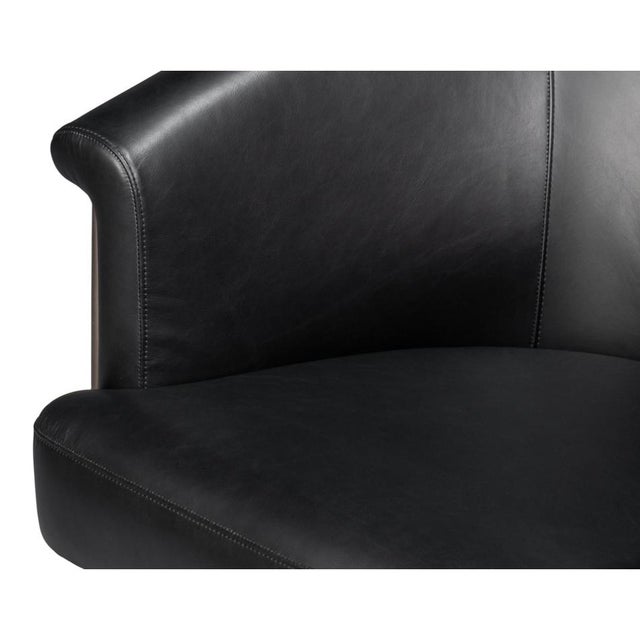 Black Leather Tub Chair For Sale - Image 10 of 11