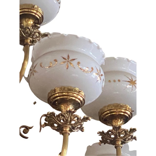 Gold Early 19th Century Art Nouveau Grand 5 Feet Chandelier For Sale - Image 8 of 9