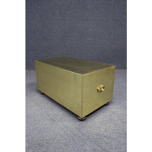 Brass Sarreid Brass Clad Campaign Style Two-Drawer Chest For Sale - Image 8 of 16