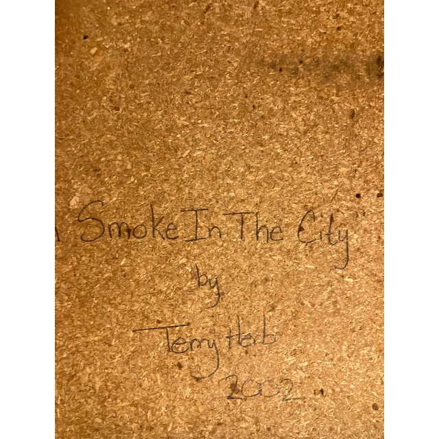 2000 - 2009 Contemporary Original Outsider Artist Terry Herb “”a Smoke in the City” Girl Portrait Painting For Sale - Image 5 of 5