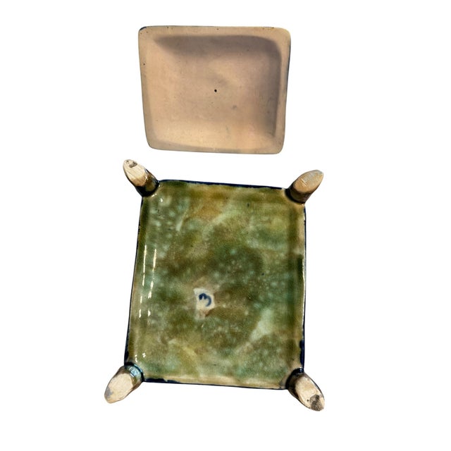 Circa 1900 English Majolica Swan Finial Sardine Box For Sale - Image 12 of 13