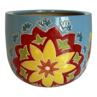 Vintage Colorful Boho Style Planter For Sale