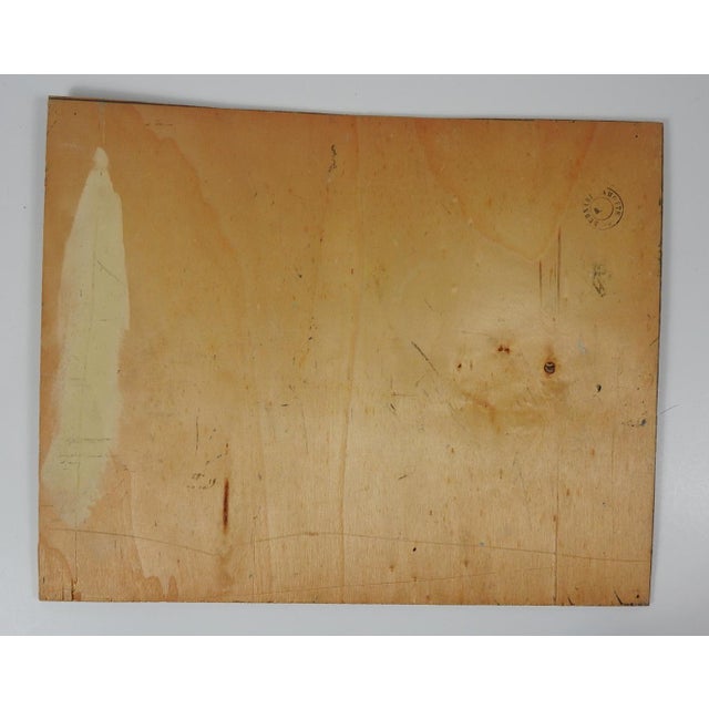 Wood Mid 20th Century Impressionist Couple in Conversation Painting For Sale - Image 7 of 8