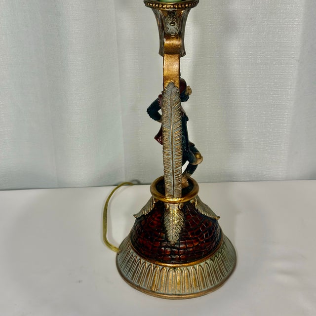 Vintage Hollywood Regency Singerie Bell Hop Monkey Table Lamp For Sale - Image 9 of 16