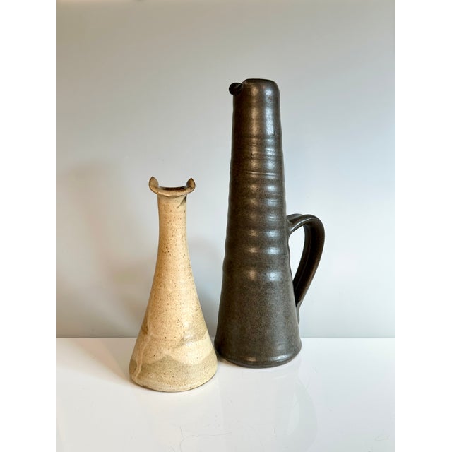 Hand-Thrown Slim Studio Ceramic Vases, Germany, 1980s, Set of 2 For Sale - Image 15 of 15