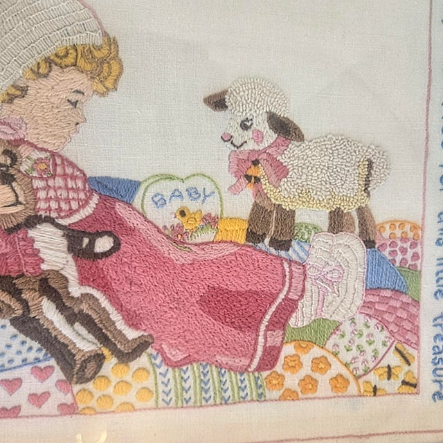 Vintage Baby Girl Blessing Framed Needlework Art For Sale - Image 6 of 6