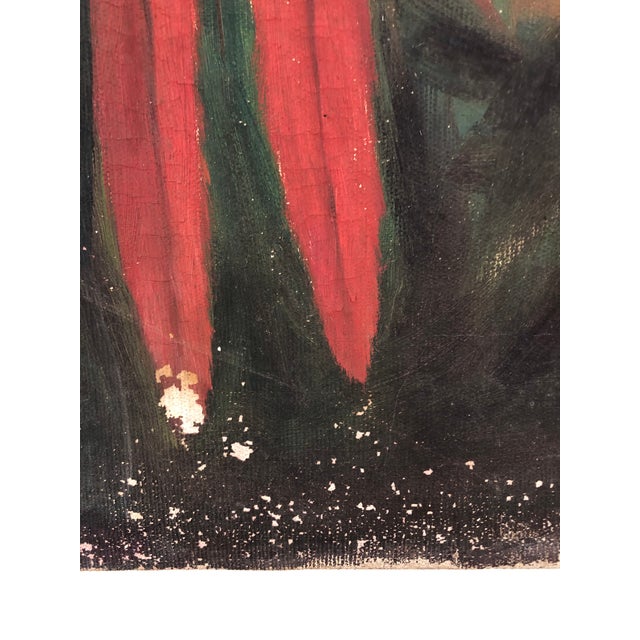 Textile Vintage 1920s Original Parrot Bird Painting on Canvas For Sale - Image 7 of 12