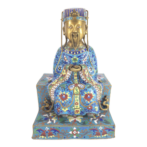 Chinese Cloisonne & Bronze Seated Figure of Daoist Divine Immortal