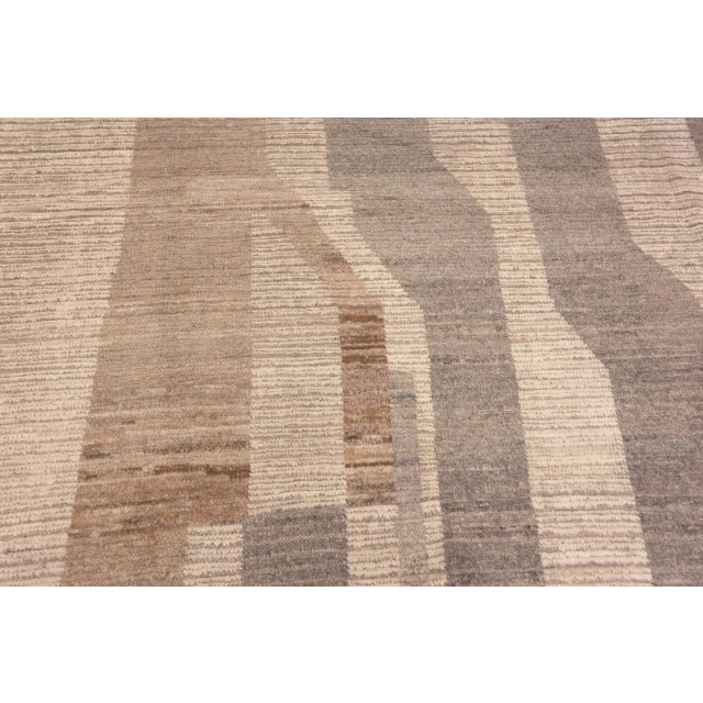 Beige Large Modern Abstract Rug For Sale - Image 8 of 8