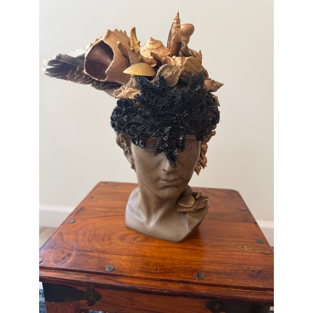 Celestial Meets the Sea-Shell Encrusted Bust-Coastal Art Sculpture For Sale - Image 15 of 15