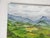 Late 20th century acrylic on canvas birdseye view mountain valley landscape painting. Unsigned. Unframed, small scattered...