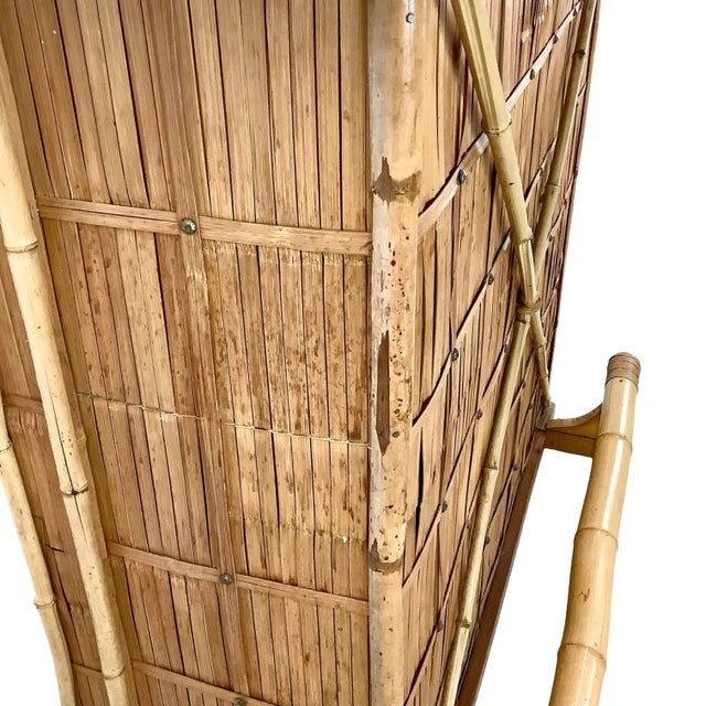 Vintage Bamboo & Woven Rattan Freestanding Dry Bar With Shelving For Sale - Image 9 of 17