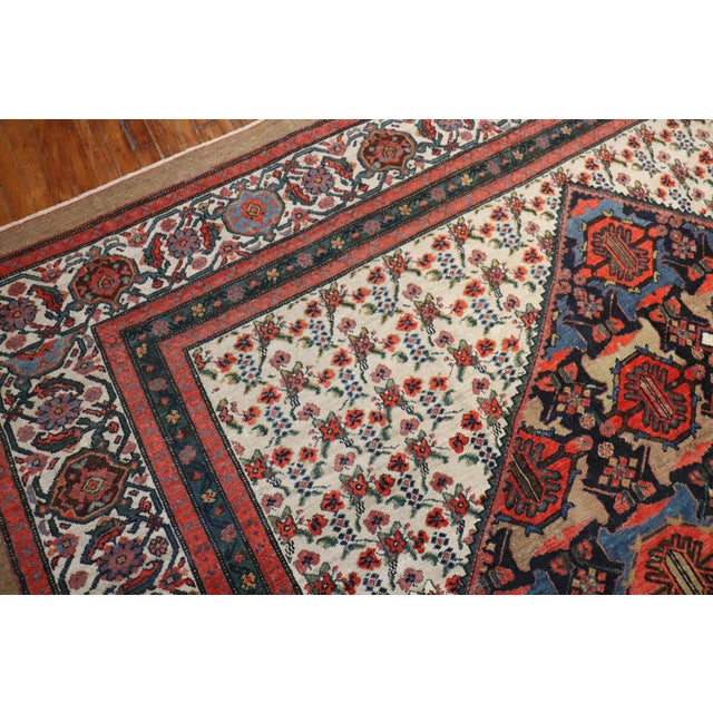Red Early 20th Century Zabihi Collection Dramatic Persian Hamedan Serab Decorative Square Room Rug - 10'9" x 12'8" For Sale - Image 8 of 10
