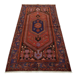 Hamedan Rug 4’6” X 8′ Red Wool Vintage Tribal Hand-Knotted Oriental Carpet