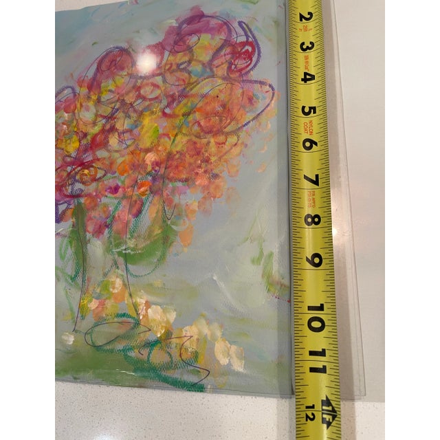 Orange Original Mixed Media Artwork “Orange Soufflé” (Watered Acrylic Painting and Ink on Art Paper); Signed, Framed For Sale - Image 8 of 12