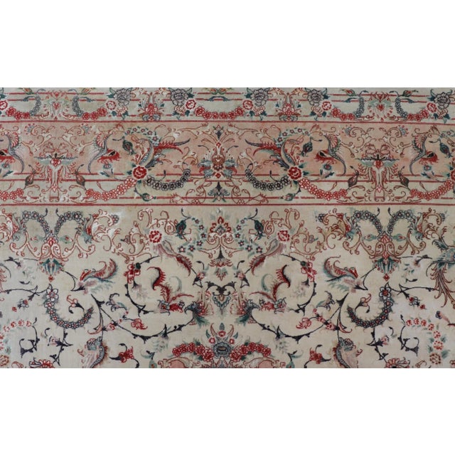 Textile Wool & Silk Vintage Fine Tabriz Design Medallion Rug With Intricate Florals For Sale - Image 7 of 12