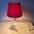 Floor lamp stamped with St Louis France crystal. Red fabric and gold braided cardboard shade: 12cm high and 15cm in...