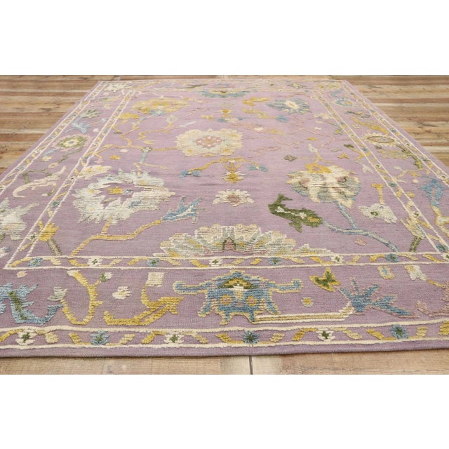 Lavender Colorful Pastel Oushak High-Low Rug - 09'04 X 12'03 For Sale - Image 8 of 10