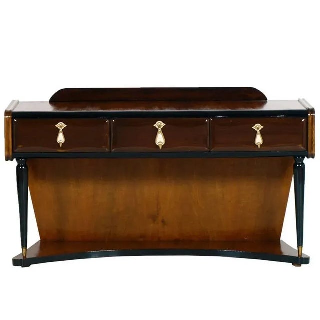 Brown Art Deco Italian Lacquered Walnut Console, 1930s For Sale - Image 8 of 8