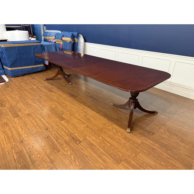 Traditional Banded Mahogany Dining Table by Leighton Hall - Showroom Sample For Sale In Atlanta - Image 6 of 13