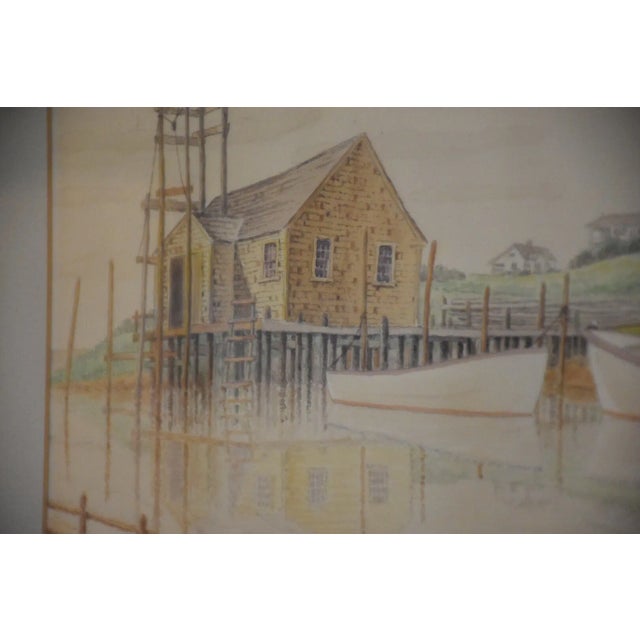 Watercolor Harbor Painting For Sale - Image 5 of 7