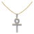 Men's 10K Yellow Gold 1.00 Cttw Diamond Ankh Cross Pendant Necklace For Sale