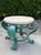 Vintage Hand-Painted Iron Petite Cocktail Table With Tessellated Travertine Top For Sale - Image 10 of 11