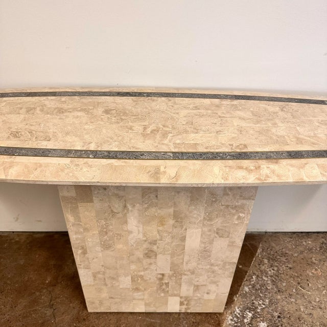 Maitland-Smith Tessellated Stone & Brass Inlay Console Table For Sale In Buffalo - Image 6 of 13