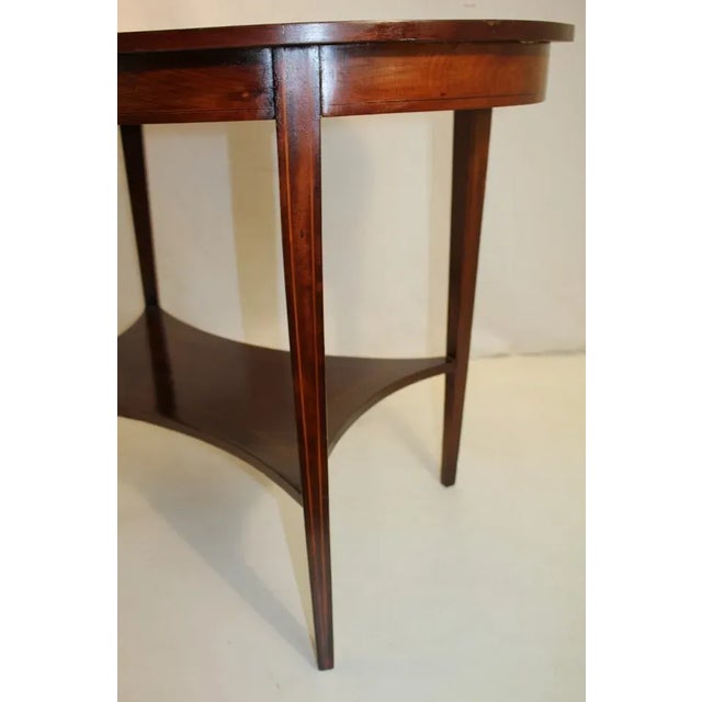 Inlaid English Edwardian Parquetry Top Oval Mahogany Center Table, 19th C. For Sale - Image 10 of 11