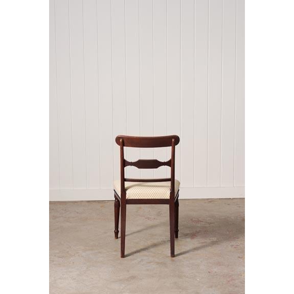 Set of 6 | English Victorian Mahogany Dining Chairs With Newly Upholstered Tiny Blue Dot Fabric