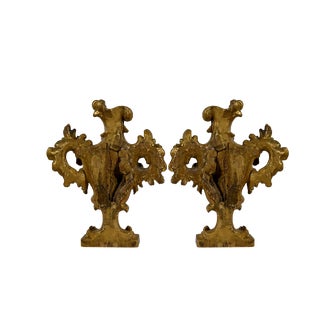 Florentine Fire Pot Candleholders in Golden Linden, Late 18th Century, Set of 2 For Sale