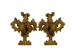 Florentine Fire Pot Candleholders in Golden Linden, Late 18th Century, Set of 2