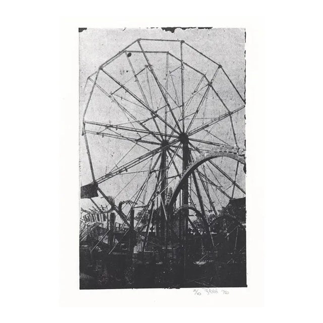 1976 Ferris Wheel Black & White Screenprint For Sale