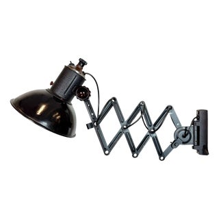 Industrial Black Enamel Scissor Wall Lamp, 1950s For Sale