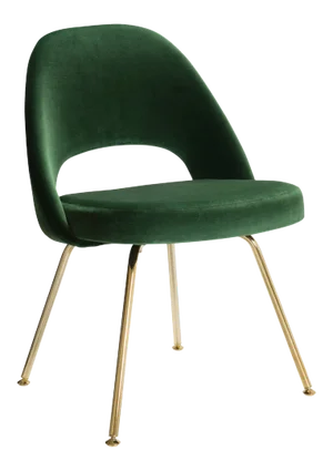 Saarinen Executive Armless Chairs in Emerald Velvet, Gold Edition
