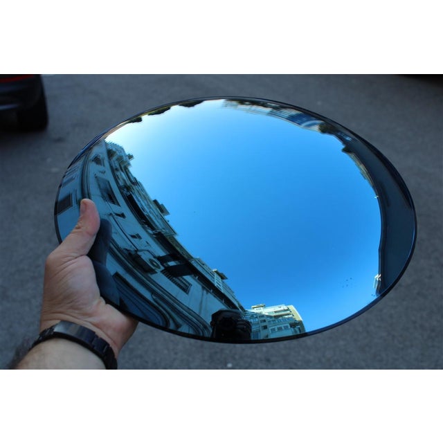 1950s Cobalt Blue Concave Glass and Brass Table Lamp, 1950s For Sale - Image 5 of 14