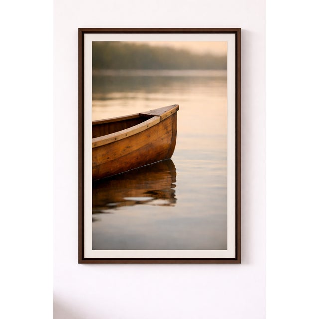 Not Yet Made - Made To Order Wooden Canoe Reflection, Minimalist Lake Art Print, 24″ × 36″ For Sale - Image 5 of 8