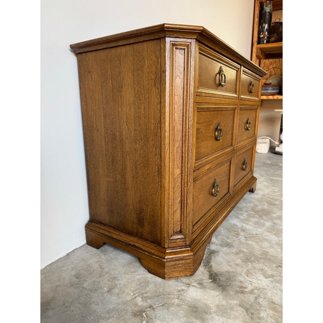 1980's Vintage Baker Four-Drawer Solid Wood Dresser For Sale - Image 4 of 12