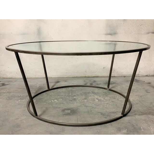Mid-Century Modern New Round Coffee Table With Metal Structure and Glass Top For Sale - Image 3 of 11