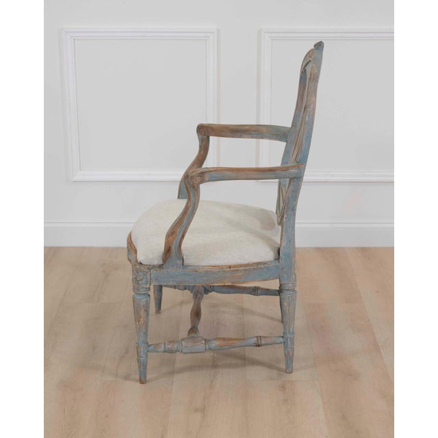 Swedish 18th Century Gustavian Painted Armchair For Sale - Image 4 of 6
