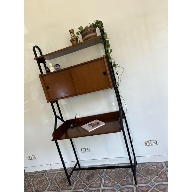 Black Freestanding Wall Unit with Desk, 1960s For Sale - Image 8 of 16