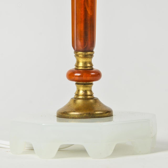1930s Art Deco Amber Bakelite Boudoir Lamps - a Pair For Sale - Image 10 of 14