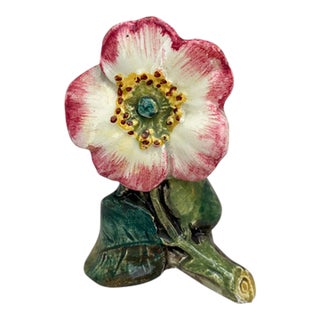 Small 19th Century Majolica Wild Rose Vase Delphin Massier For Sale