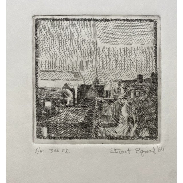 Modern 1964 Stuart Egnal Philadelphia Skyline Etching For Sale - Image 3 of 3