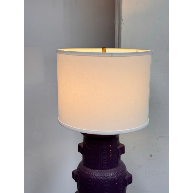Vintage Purple Ceramic Table Lamp For Sale - Image 10 of 12